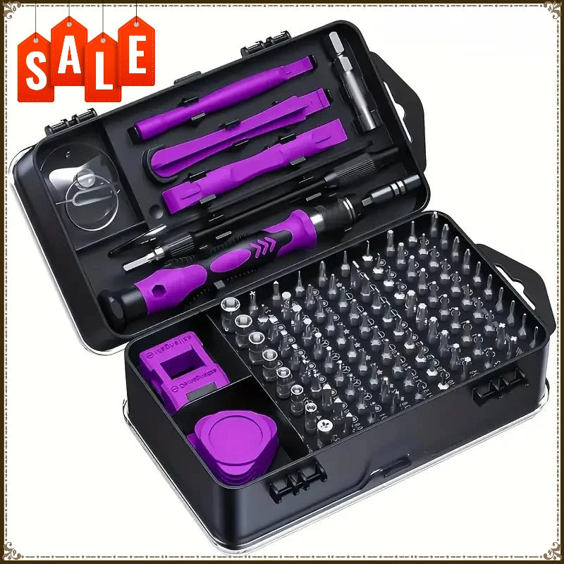 Juego de Destornilladores de Precisión 115 en 1, Mini Kit de Reparación con Tres Destornilladores de Forma de Ala