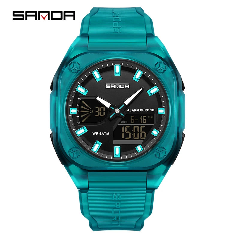 Reloj Digital Deportivo SANDA 6268 para Hombre Impermeable Multifunción
