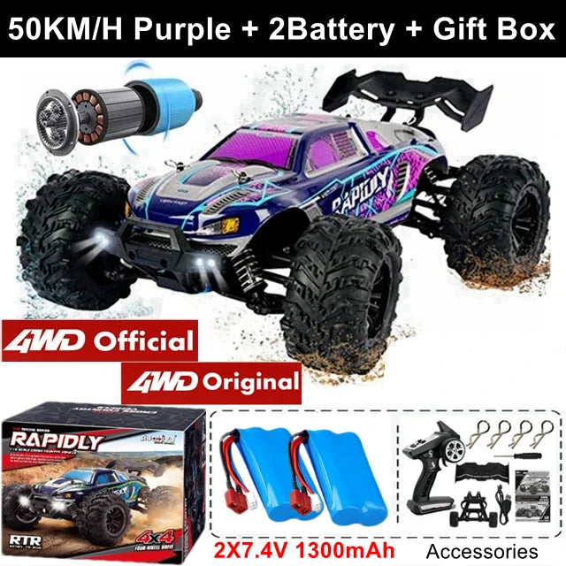 Coche Todoterreno RC 4WD sin Escobillas, Alta Velocidad 50-80 KM/H