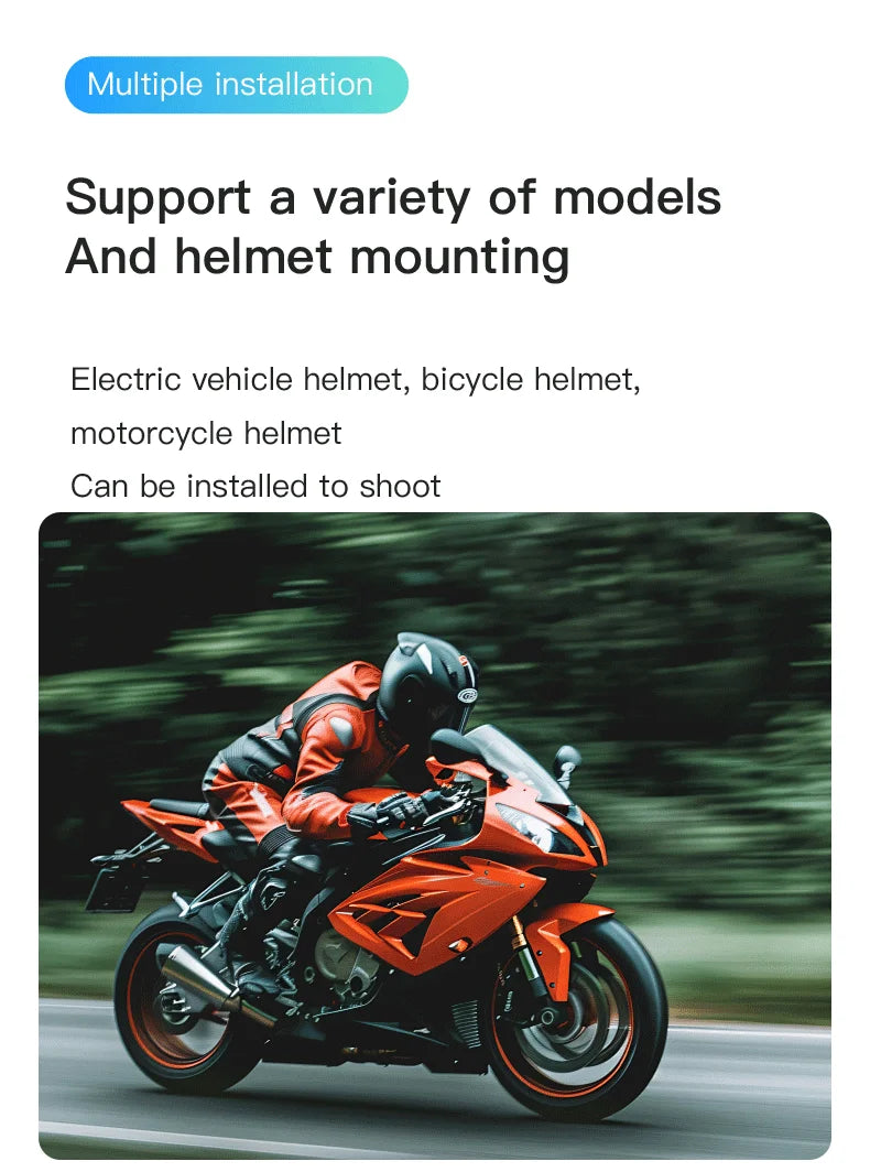 Cámara de acción 4K mini impermeable para deportes, casco y bicicleta
