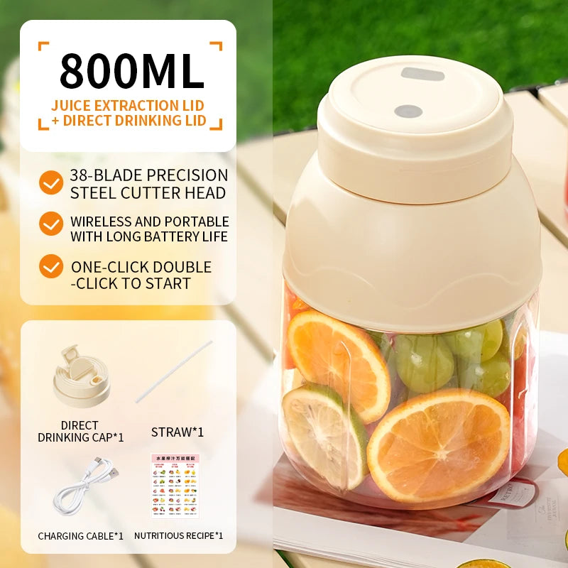 Exprimidor Eléctrico Portátil Vaso Mezclador Recargable