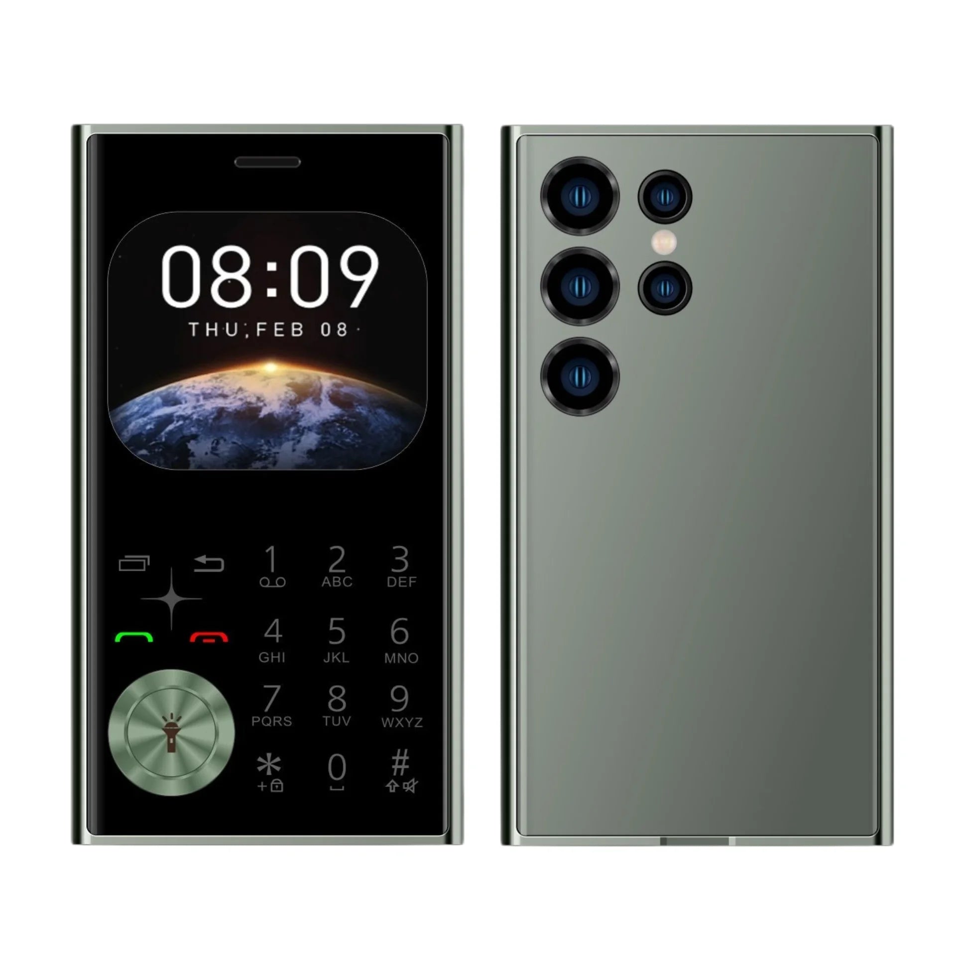 Mini teléfono de tamaño de tarjeta de crédito desbloqueado, doble SIM, pantalla ultrafina de 2,0 ", cambiador de voz para teléfono móvil, linterna con esfera de velocidad