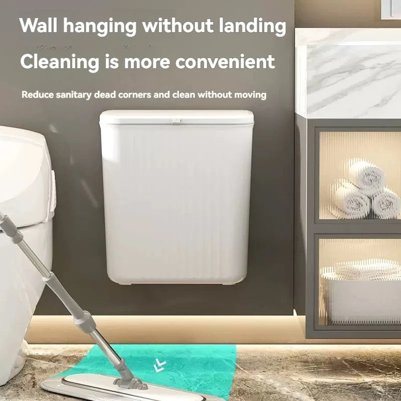 Cubo de basura de clasificación de cocina montado en la pared con tapa, tapa deslizante colgante creativa de gran capacidad sin rastro para el hogar