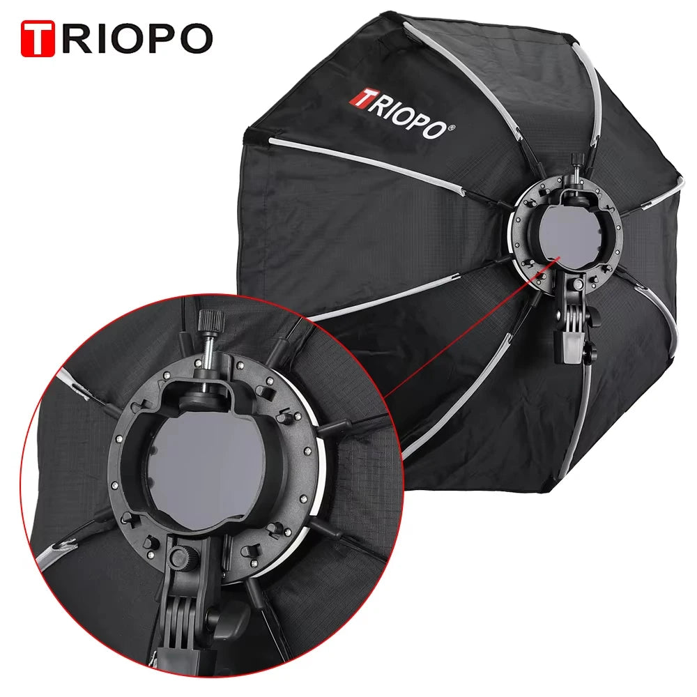 TRIOPO - Caja de Luz Octogonal Tipo Sombrilla KX de 65 cm, la Más Reciente, para Flash Godox AD200 V1, Accesorios para Estudio de Fotografía