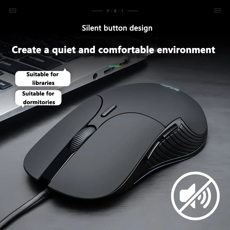 INPHIC-ratón con cable USB B2, Mouse silencioso para juegos de oficina, PC y portátiles
