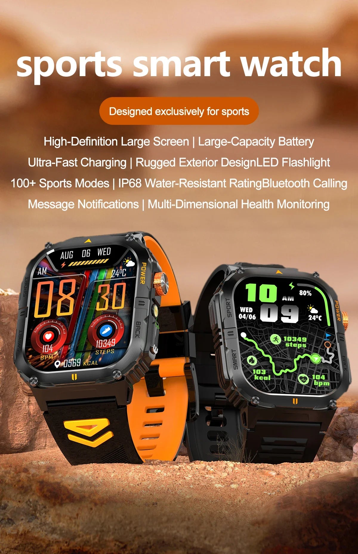 Reloj Inteligente Deportivo IP68 100+ Modos