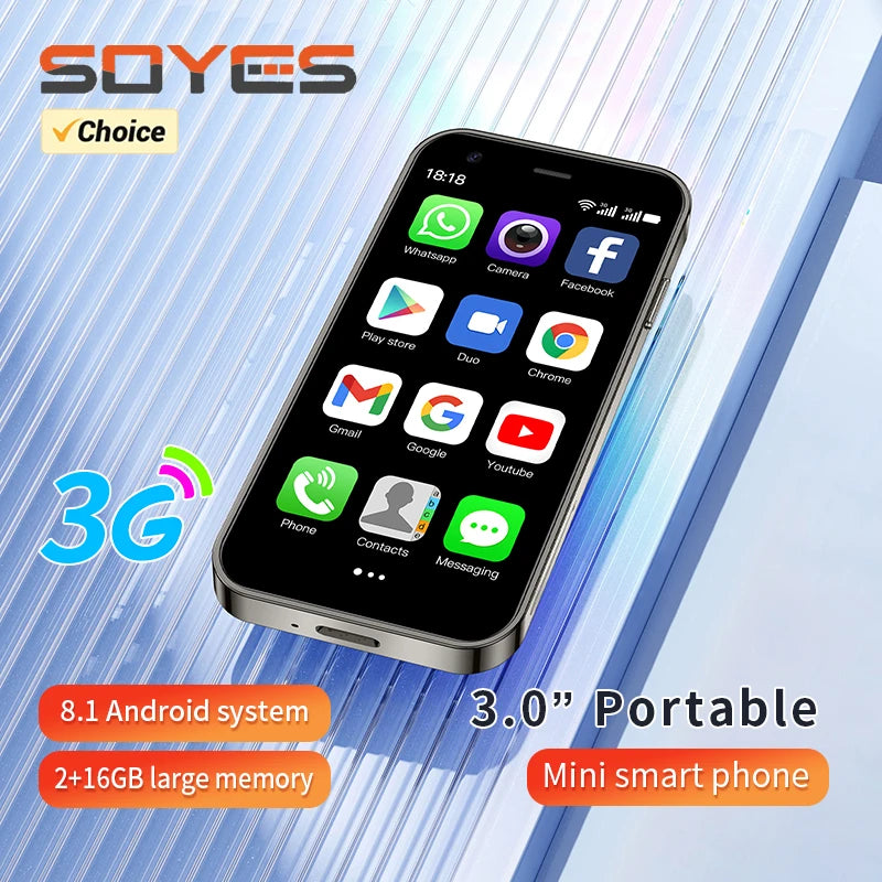 SOYES XS15 Mini Smartphone 3,0 "Android8.1 Quad-core 2GB RAM 16GB ROM Dual SIM en espera red 3G teléfono pequeño