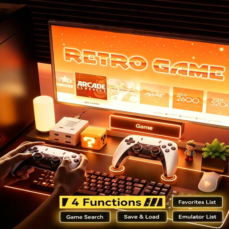 Consola de Juegos M15 4K TV, Control Inalámbrico, 64GB con 20,000 Juegos Integrados, Máquina de Juegos Retro Portátil