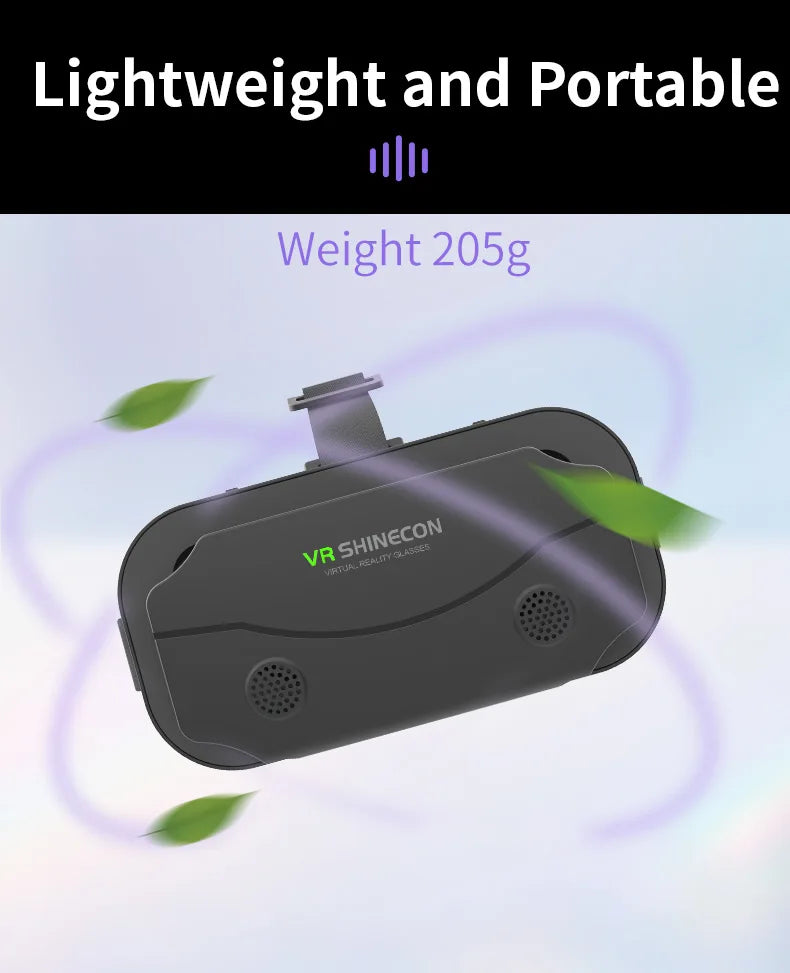 Shinecon-gafas VR con auriculares 3D, dispositivos de realidad Virtual, lentes Viar, gafas para teléfono inteligente, juegos inteligentes, visor móvil