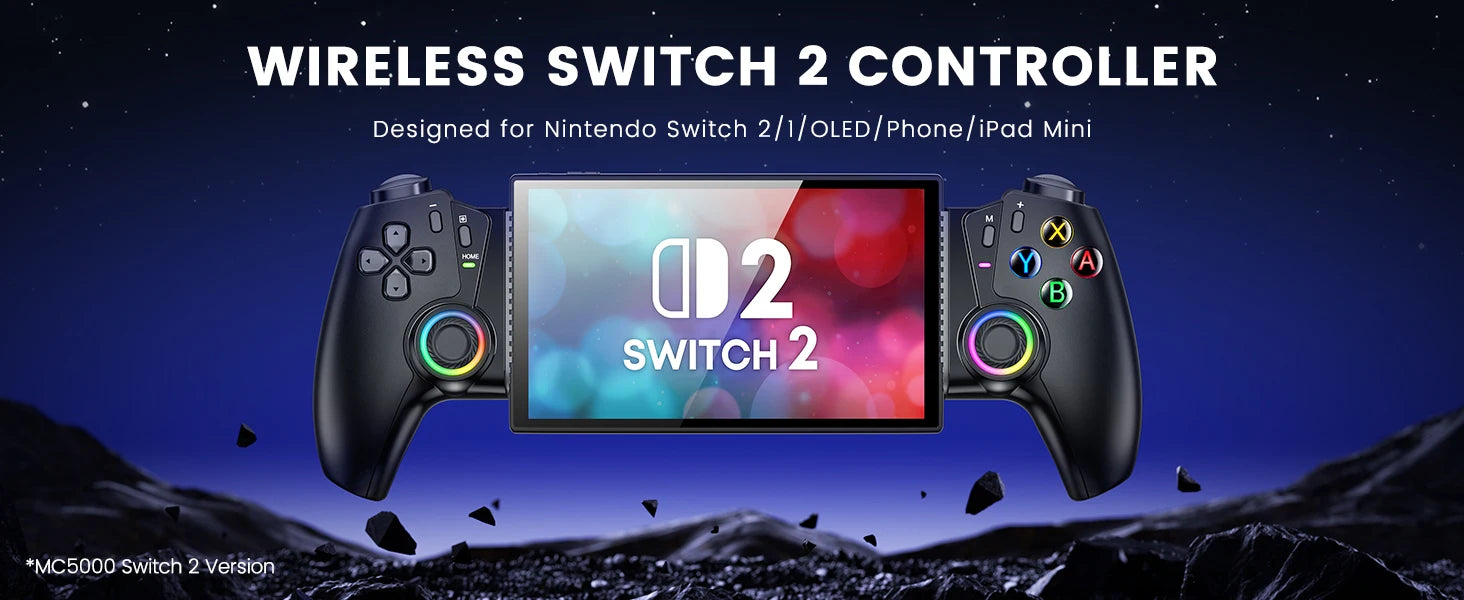 BEBONCOOL Bluetooth Gamepad controlador de juegos de efecto Hall para Nintendo Switch 2/Switch/Switch OLED/teléfono Android/iPhone