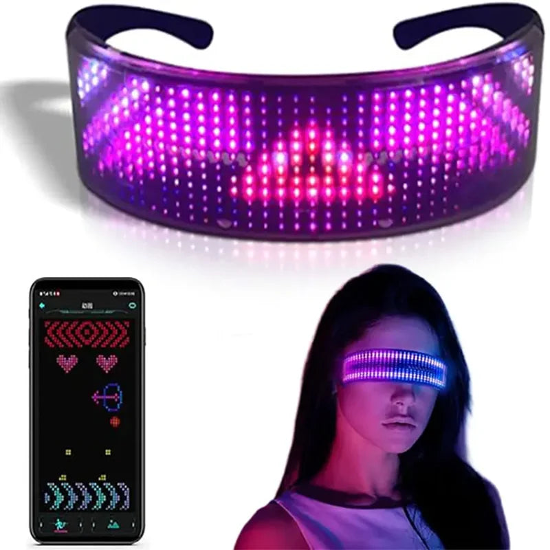 Gafas LED brillantes con pantalla programable por aplicación, gafas iluminadas Rgb para fiesta, cumpleaños, Halloween