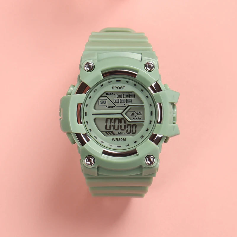 Relojes de moda para niños, reloj de pulsera electrónico multifuncional para niños y niñas, calendario con alarma luminosa resistente al agua para estudiantes