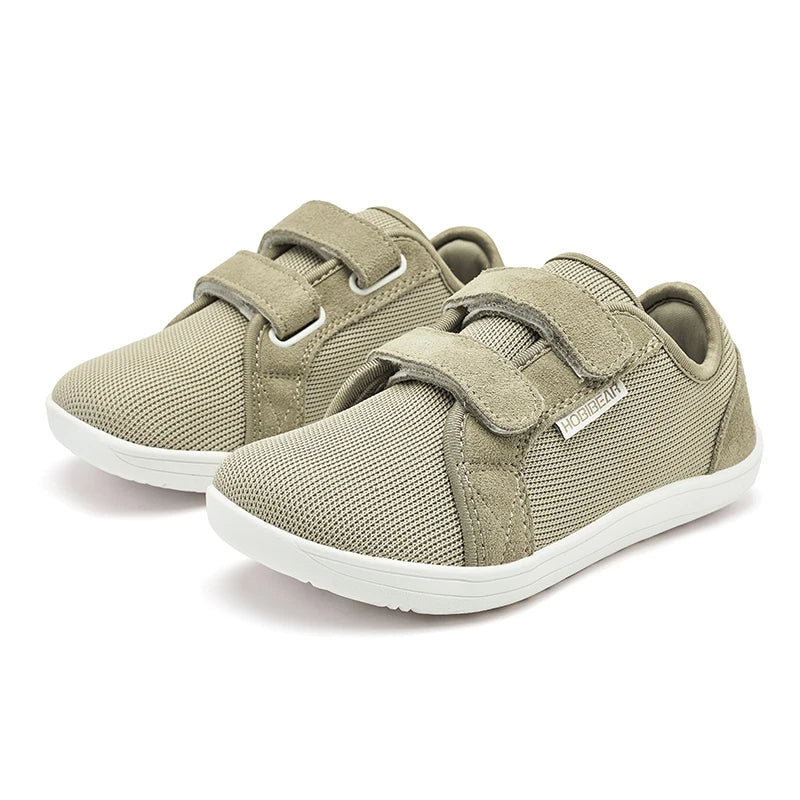 HOBIBEAR Zapatos descalzos para niños y niñas, zapatillas con punta ancha y cierre de gancho, zapatos transpirables ligeros de malla (para niños pequeños/niños pequeños/niños grandes)