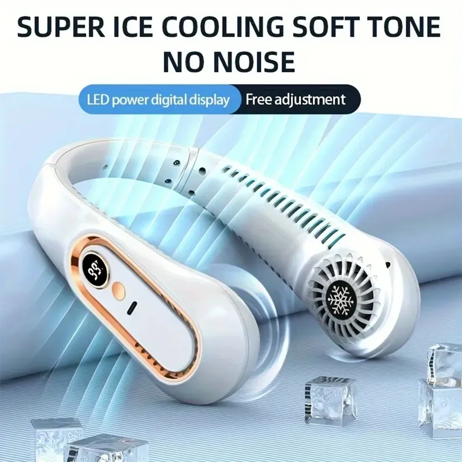 Ventilador de Cuello Portátil Sin Aspas con Pantalla LED
