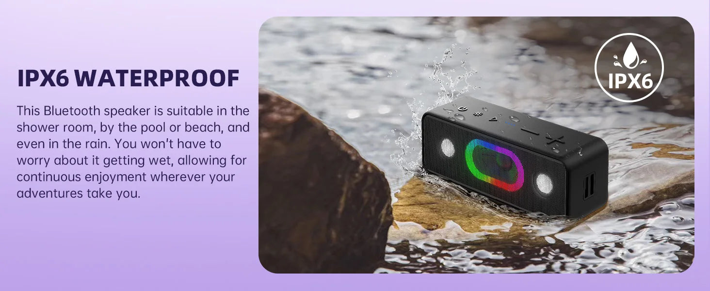 Altavoz Bluetooth Ortizan, Altavoz portátil con sonido estéreo fuerte de 16 W, 24 horas de reproducción, Altavoces inalámbricos Bluetooth 5.3, graves profundos,