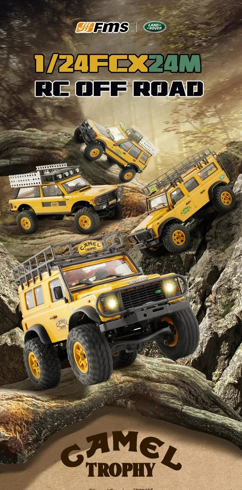 Auto de Control Remoto FMS Land Rover 1/24 Todo Terreno RC