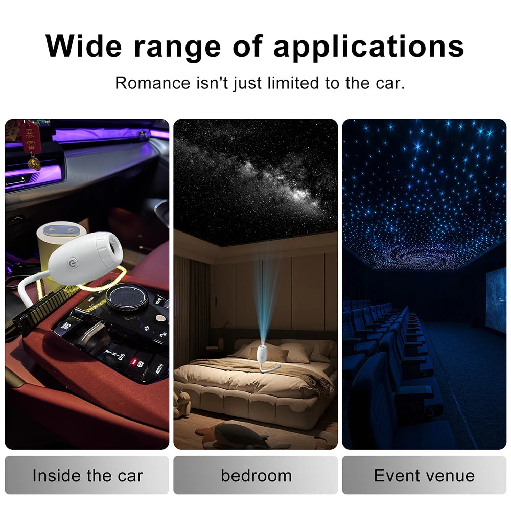 Luz Proyectora Ambiental USB para Auto, Luz Interior LED con Efecto de Cielo Estrellado, Decoración Romántica para Fiestas, Luz de Galaxia Saturno