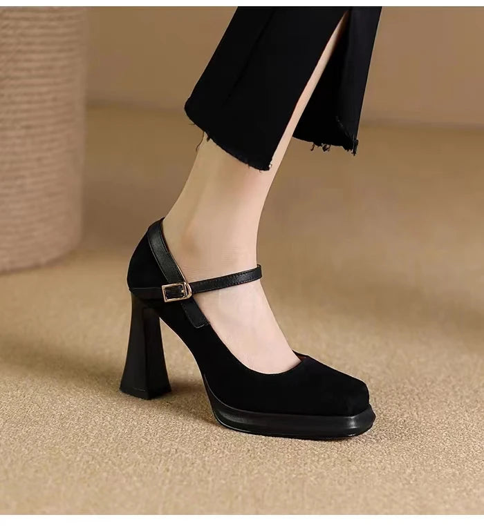 Zapatos de Tacón Alto con Plataforma para Mujer - Gamuza