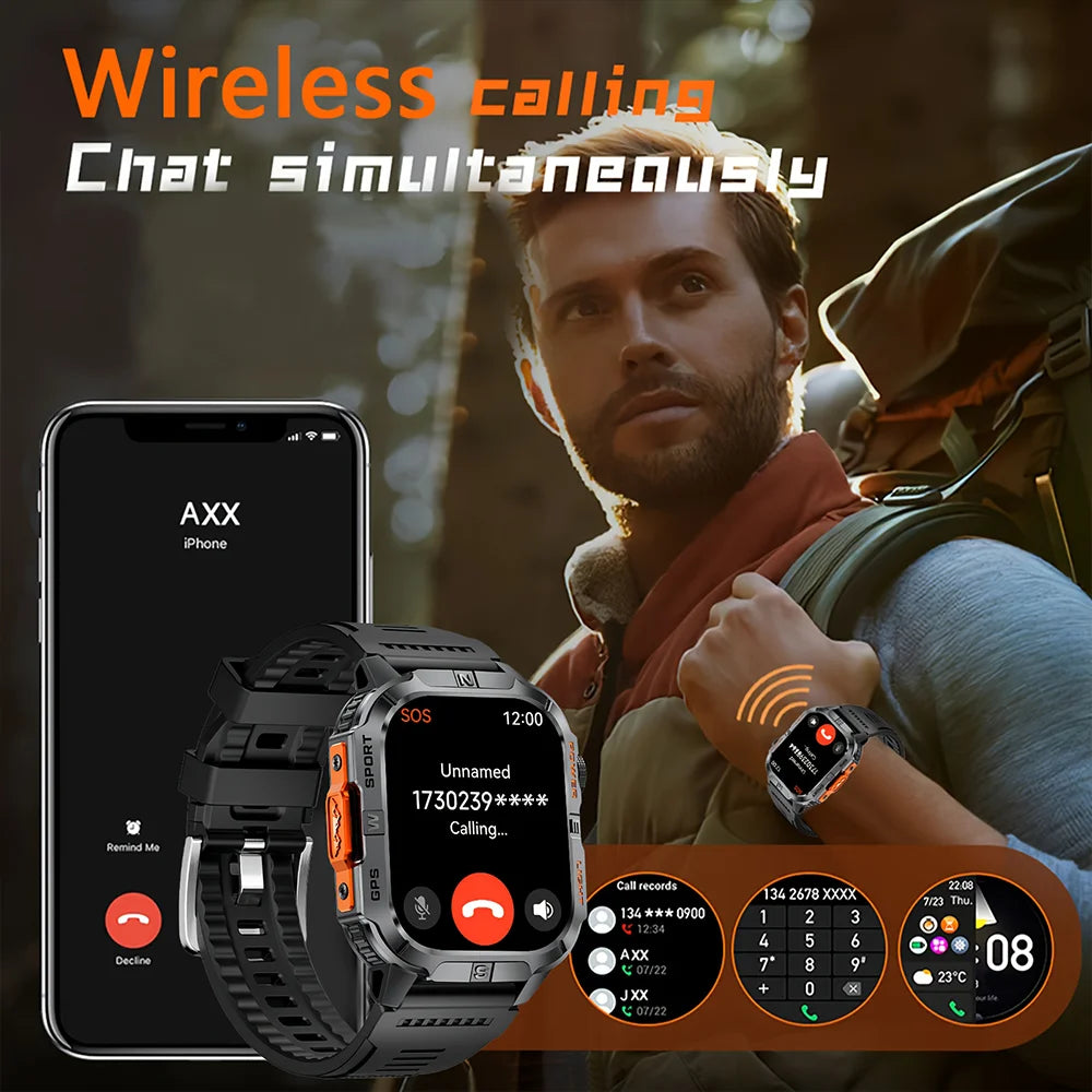 Reloj Inteligente Militar con GPS, LED, Brújula e IP68