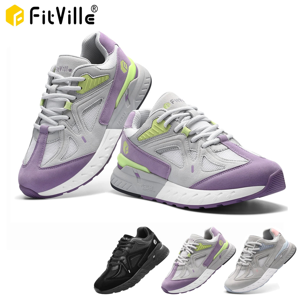 FitVille-zapatos para caminar Extra anchos para mujer, zapatillas ligeras de ancho para pie plano, fascitis Plantar, alivio del dolor en el talón