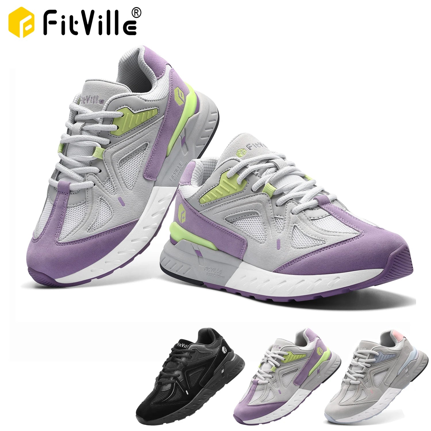 FitVille-zapatos para caminar Extra anchos para mujer, zapatillas ligeras de ancho para pie plano, fascitis Plantar, alivio del dolor en el talón