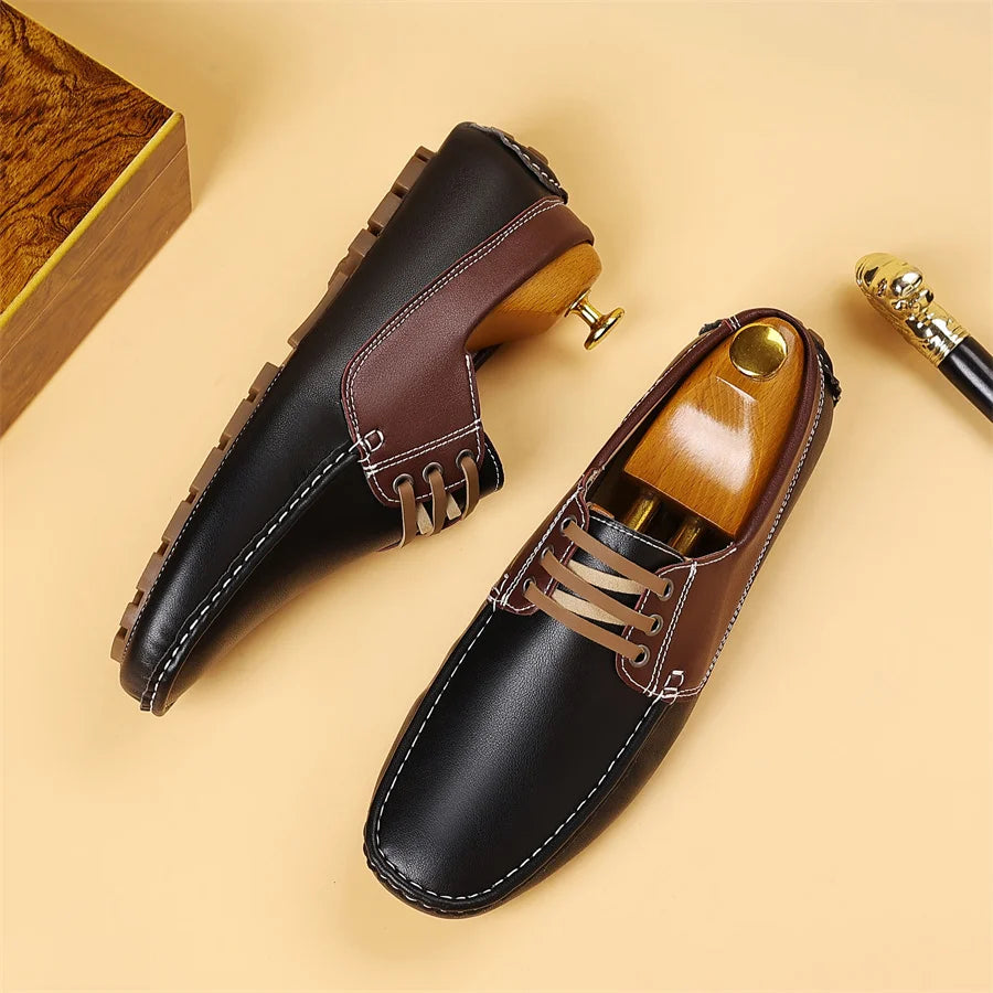 Zapatos Casuales de Piel Sintética Hechos a Mano para Hombre, Antideslizantes, Mocasines Cómodos para Conducir, Zapatos de Vestir para Oficina