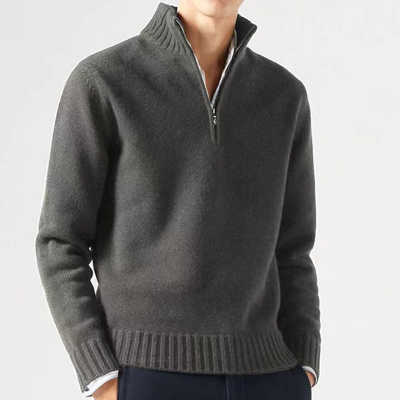 Otoño hombres suéteres de cuello alto prendas de punto jerseys Color sólido suéter de manga larga masculino Casual abrigos cálidos diarios
