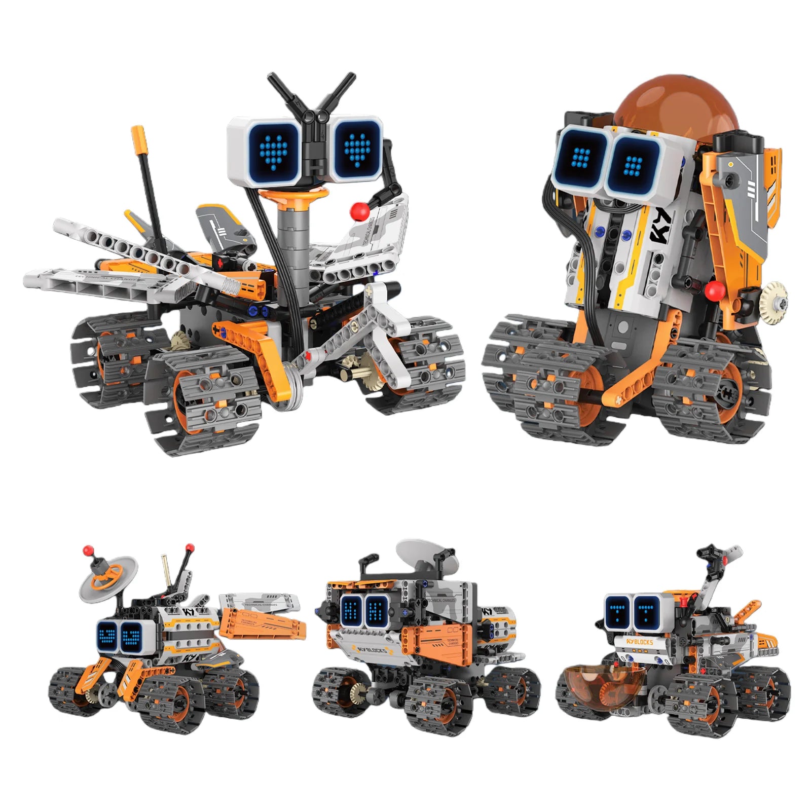Montaje de modelo de robot transformable 5 en 1 con pantalla Digital, juguete de bloques de construcción de robot de control remoto, juguete para regalo para niños