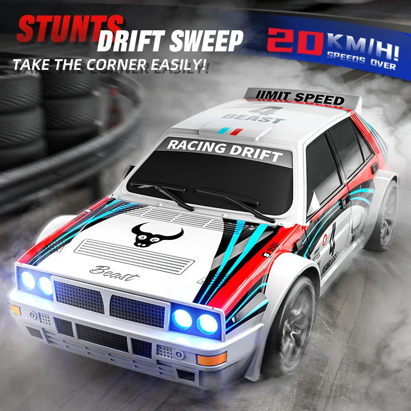 2025 nuevo coche 4WD RC escala 1:24 tracción en las cuatro ruedas Drift con dos configuraciones de velocidad 20 km/h luz LED juguetes para niños recargable SG204