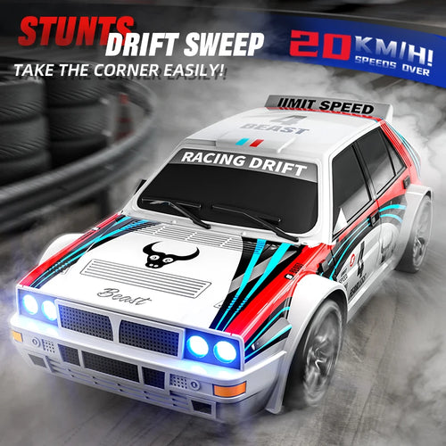 2025 nuevo coche 4WD RC escala 1:24 tracción en las cuatro ruedas Drift con dos configuraciones de velocidad 20 km/h luz LED juguetes para niños recargable SG204