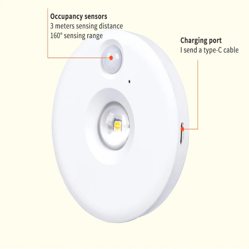 Lámpara LED para debajo del gabinete con Sensor de movimiento, luz nocturna recargable regulable, Bombilla detectora de barra de tubo para escaleras, armario, habitación y pasillo