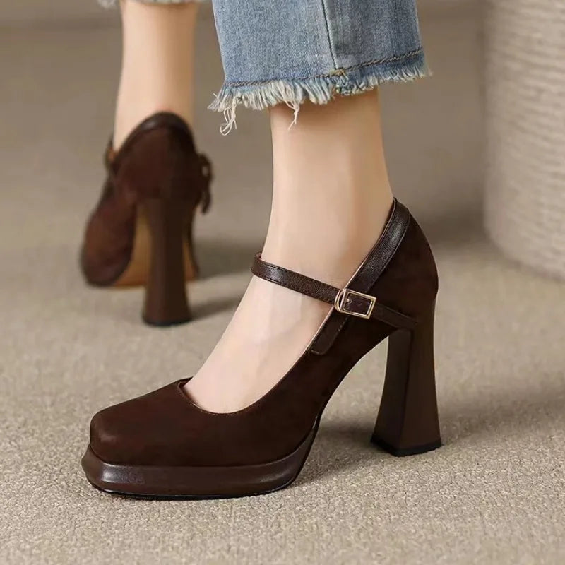 Zapatos de Tacón Alto con Plataforma para Mujer - Gamuza