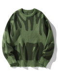 Nueva moda Otoño e Invierno suéter con patrón de Jacquard Irregular suéter informal de punto con bloques de Color para hombre