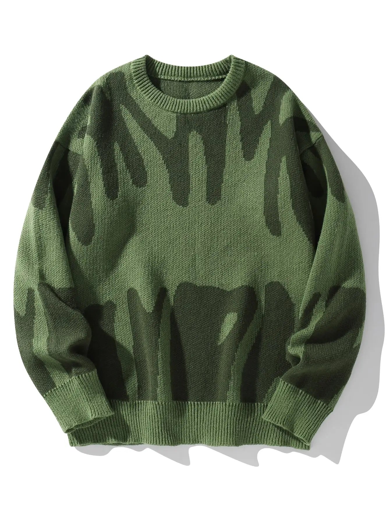 Nueva moda Otoño e Invierno suéter con patrón de Jacquard Irregular suéter informal de punto con bloques de Color para hombre