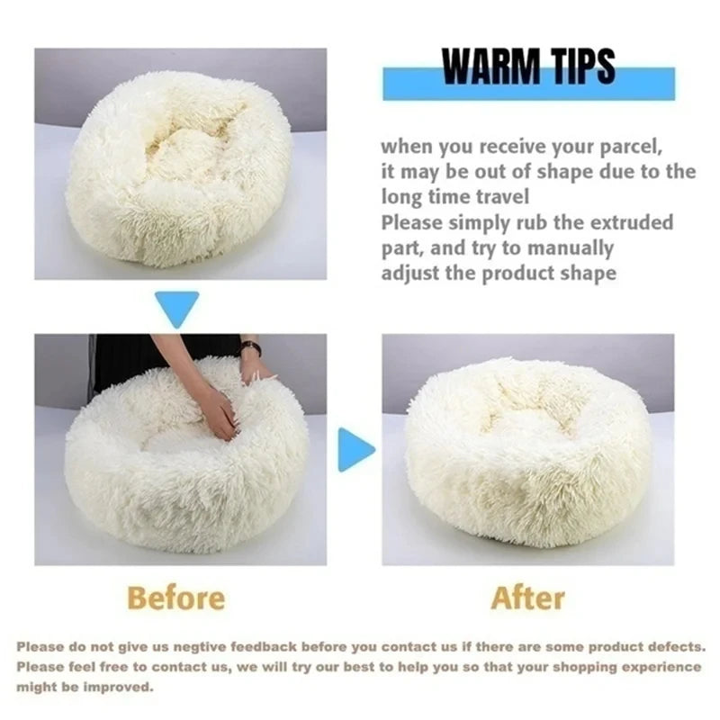 Cama Redonda de Felpa para Mascotas - Perros y Gatos