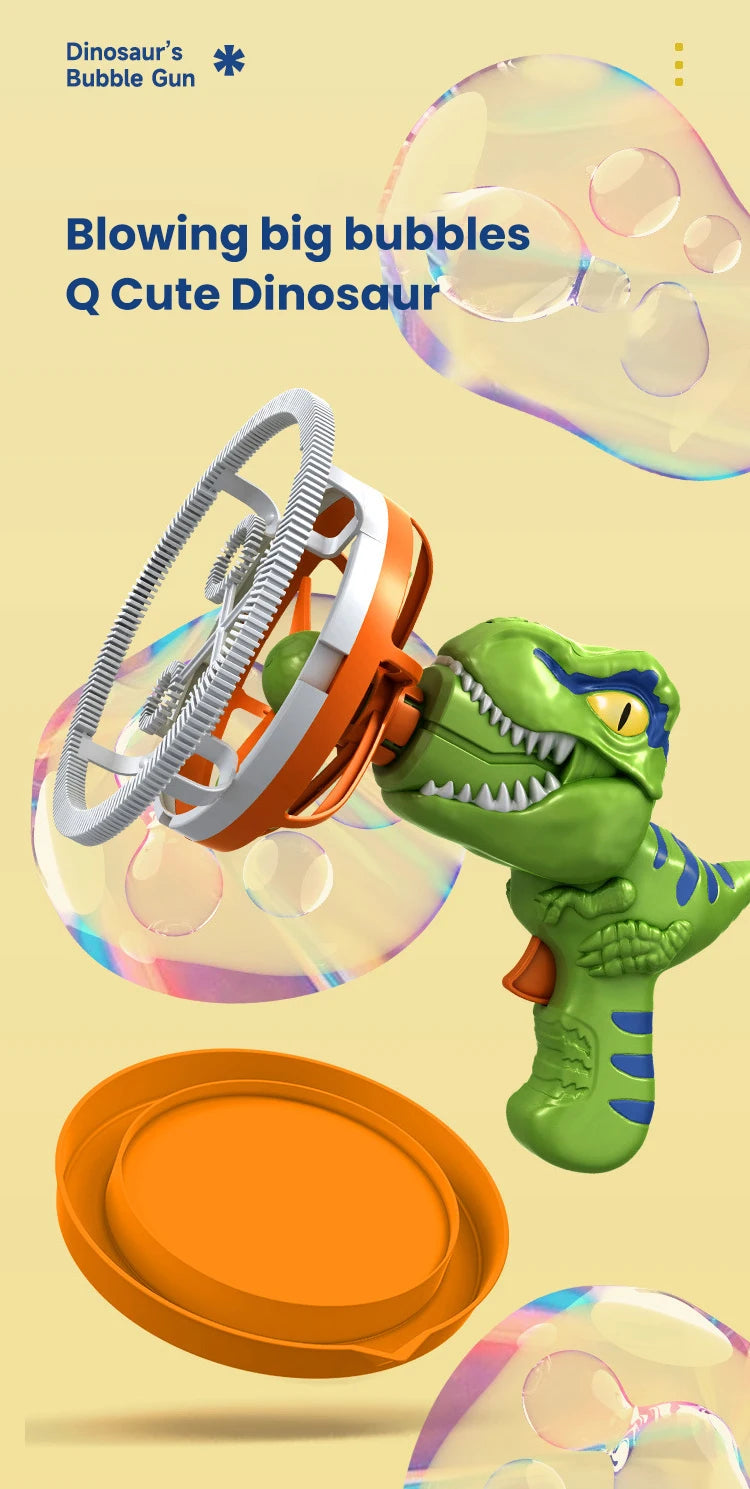 Pistola de Burbujas Automática Dinosaurio para Niños Exterior
