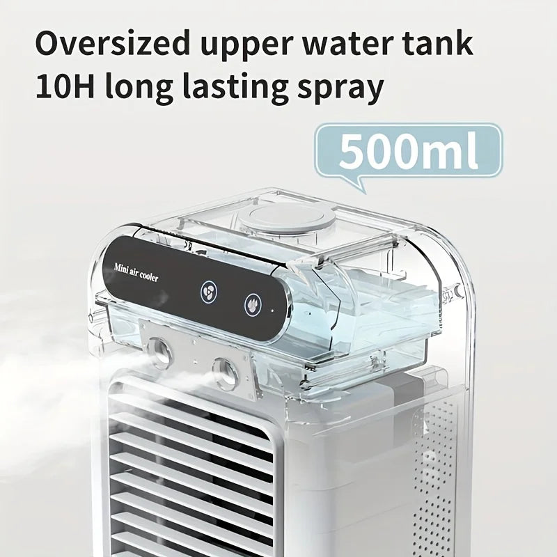Ventilador humidificador de escritorio USB, tanque de agua, Mini enfriador de aire, dispositivo de refrigeración portátil, batería de litio de 1800mAh, ventilador de operación de bajo voltaje