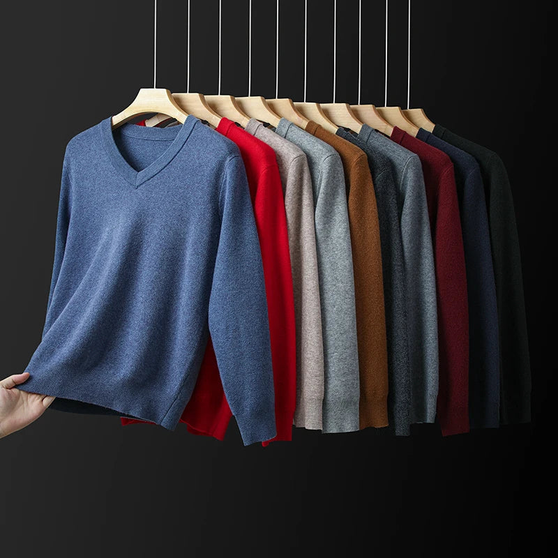 Suéter de Punto Grueso Antipilling para Hombre - Cuello en V