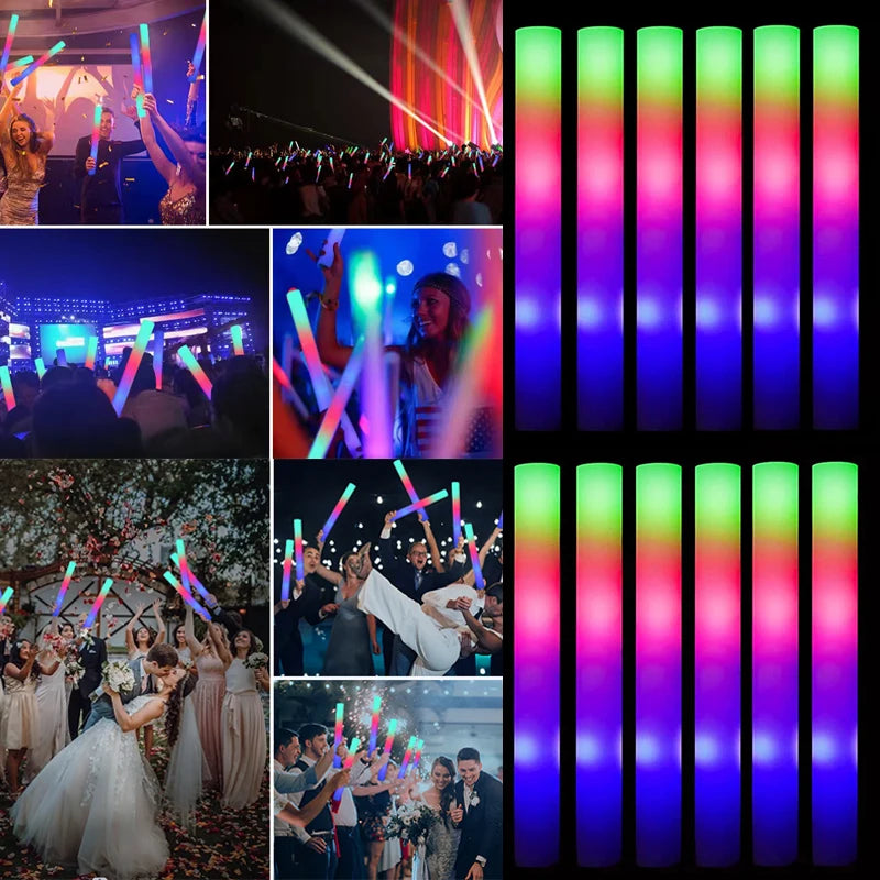 15/30 Uds. Barras luminosas LED a granel coloridas RGB, barra de espuma brillante, tubo de animación, luz oscura para suministros para fiesta de boda, cumpleaños y Navidad