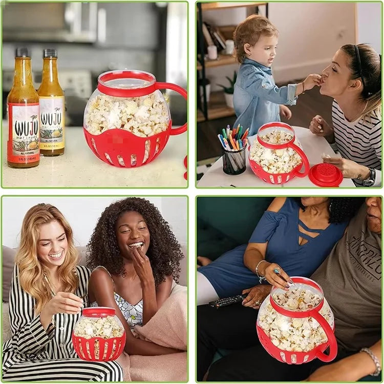 LMETJMA - Palomitero de Vidrio para Microondas de 2.25QT, Resistente a Altas Temperaturas, con Tapa de Silicona, Apto para Lavavajillas