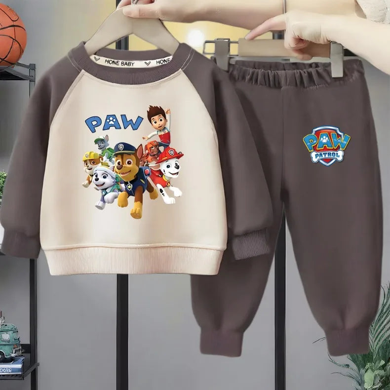 PAW Patrol, conjuntos de sudaderas con capucha de manga larga empalmadas con cuello redondo para bebés, sudadera informal y pantalón de chándal para niños, traje de 2 uds para Primavera/otoño nuevo