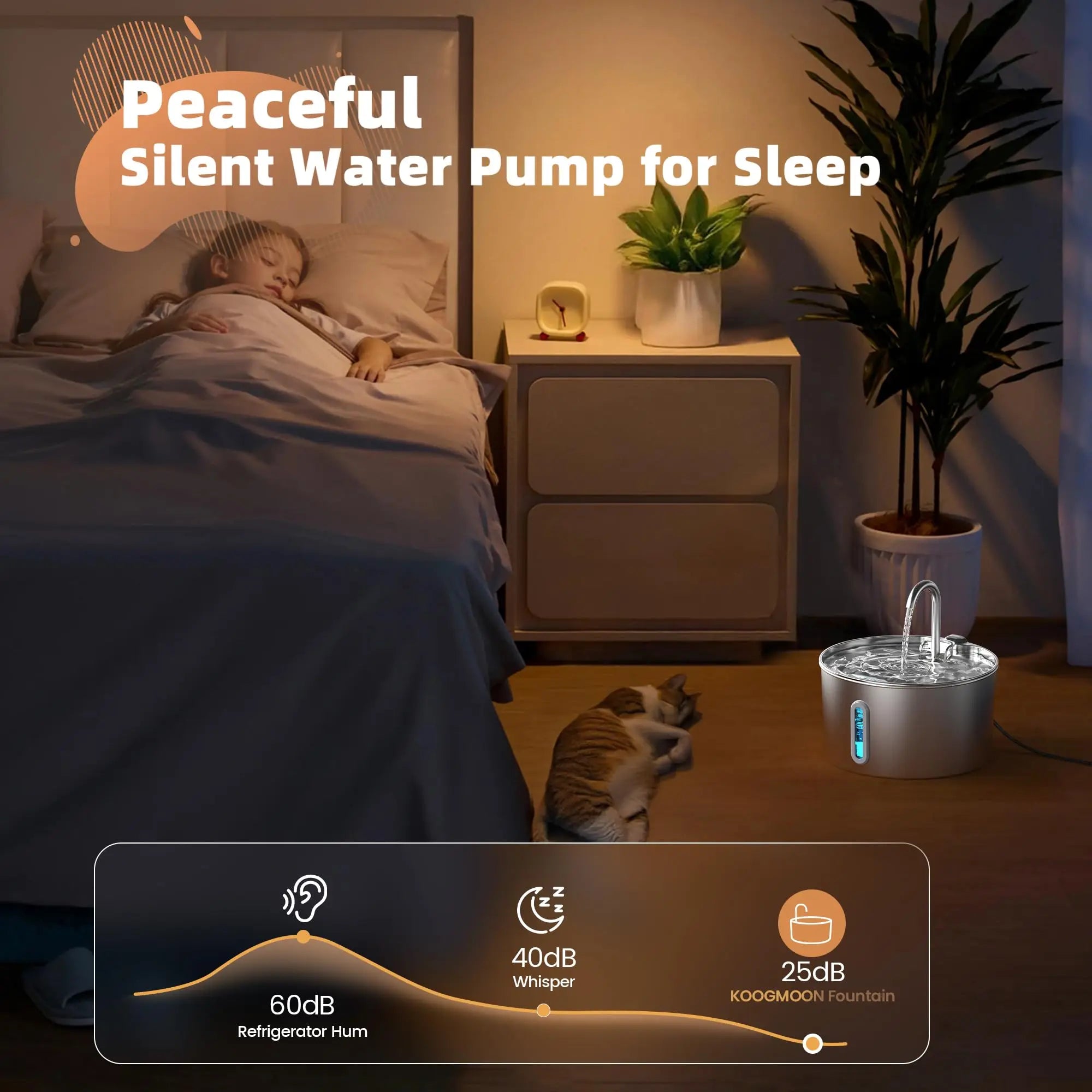 ZYFeeder-fuente de agua automático de 2,2 L, alimentador de agua para mascotas de acero inoxidable, tazón de bebida para gatos/perros, dispensador de agua silencioso con ventana