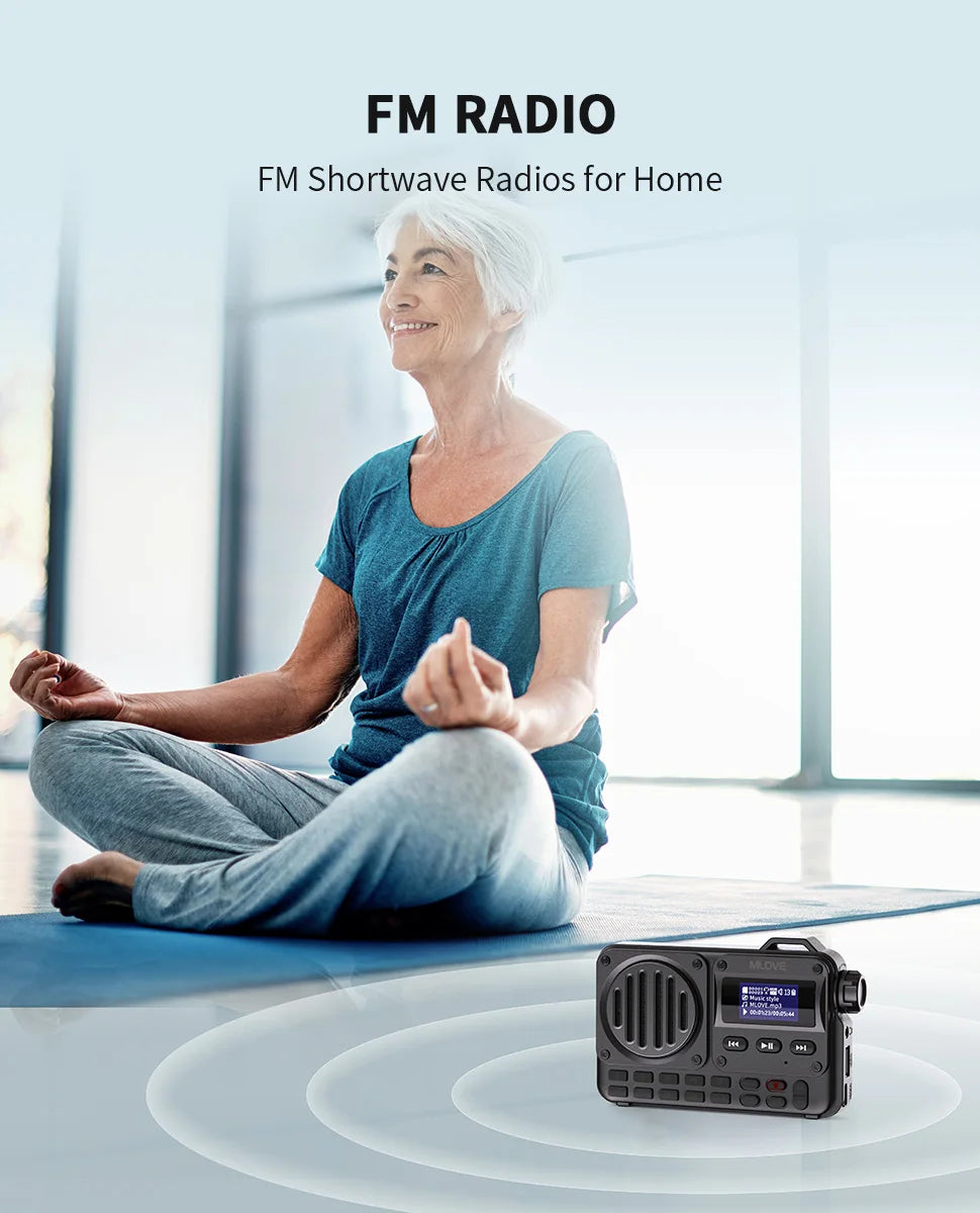 MLOVE BV800 Altavoz Bluetooth súper portátil con radio FM, pantalla LCD, antena, entrada auxiliar, disco USB, tarjeta TF, reproductor de MP3