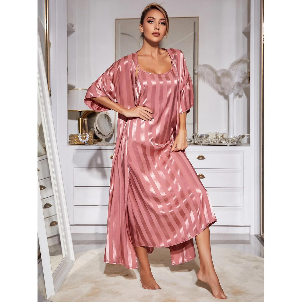 Conjunto de Pijama de Seda Helada para Mujer — Manga Larga