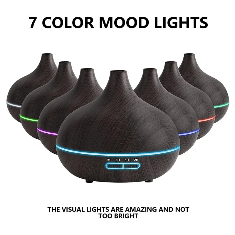 Difusor de aromas USB con luces LED 7 colores y control remoto 550ml