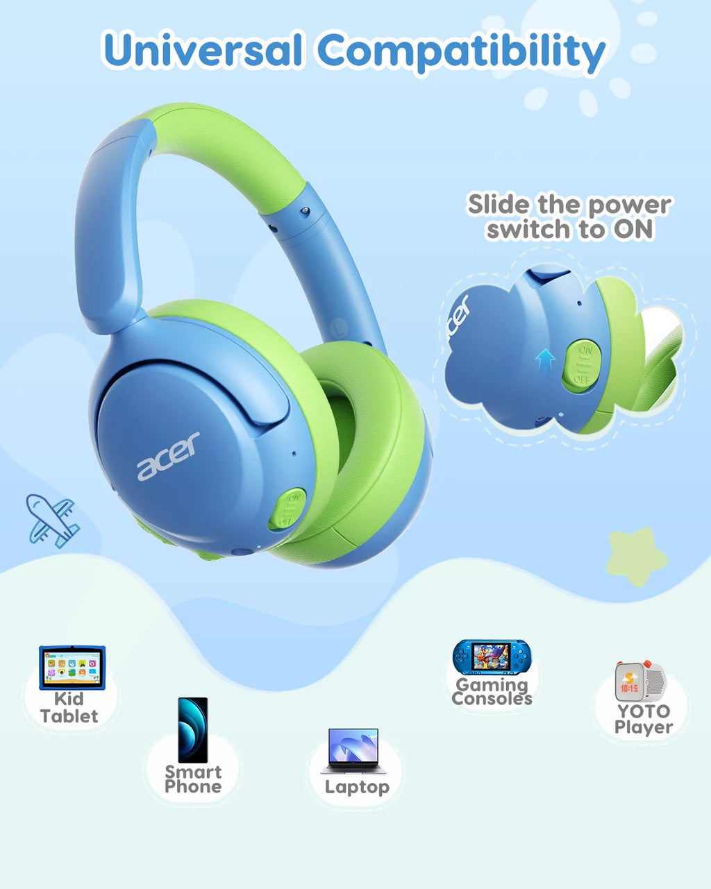 Acer OHR725 Auriculares Infantiles Bluetooth 5.4 85dB