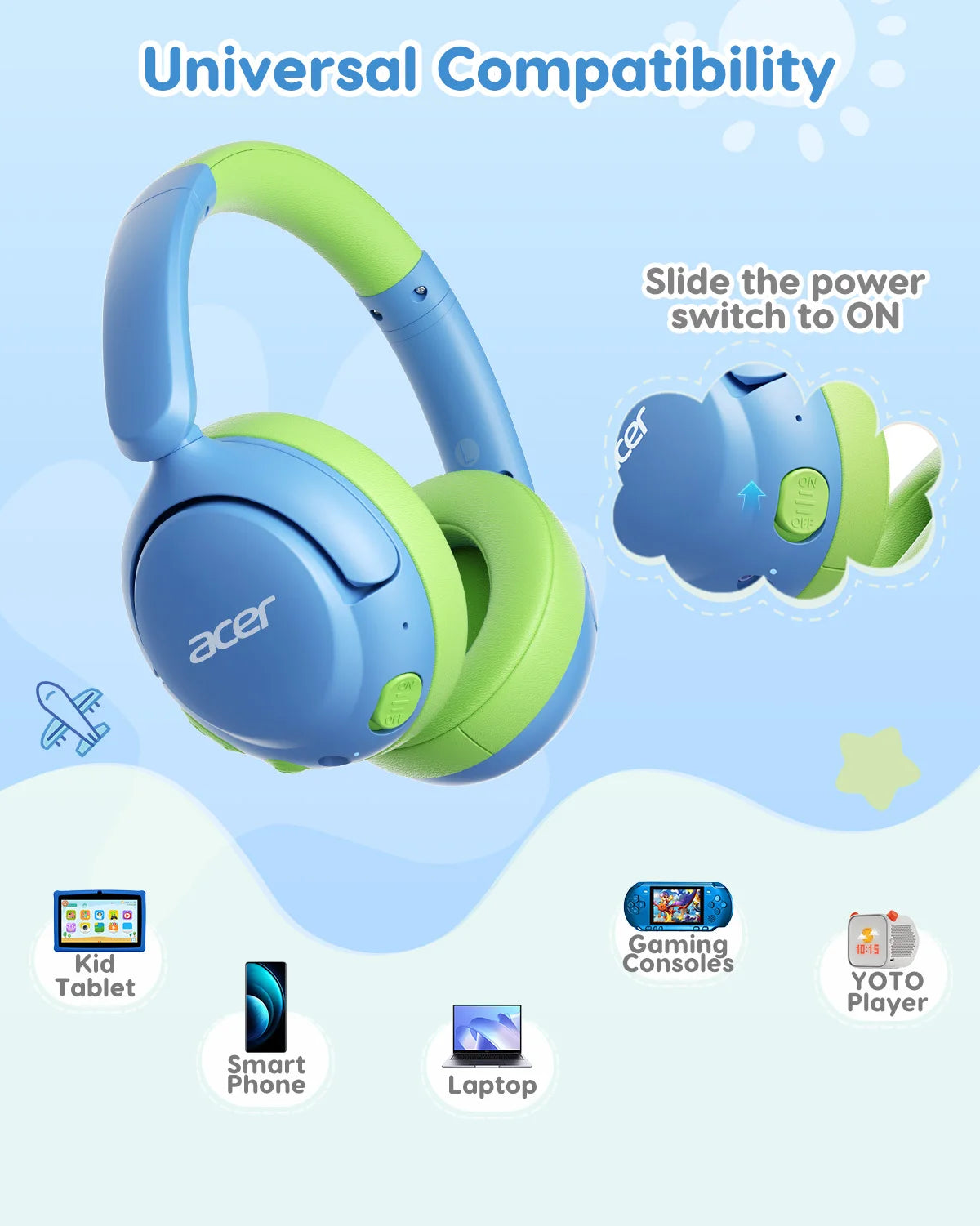 Acer OHR725 Auriculares Infantiles Bluetooth 5.4 85dB