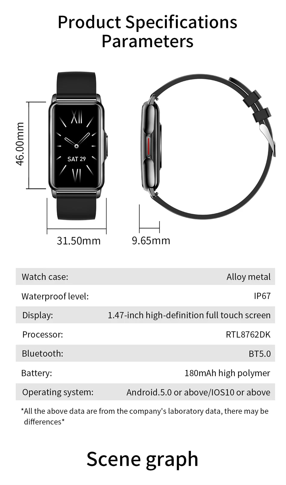 Smartwatch LIGE pantalla táctil 1,47" con monitor de salud y deportes