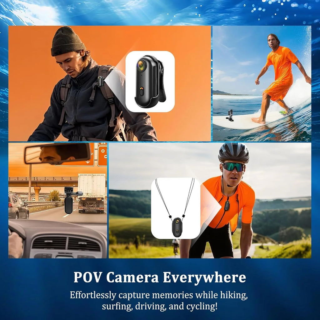 Cámara de acción 4K magnética con WiFi e impermeable para casco y bicicleta