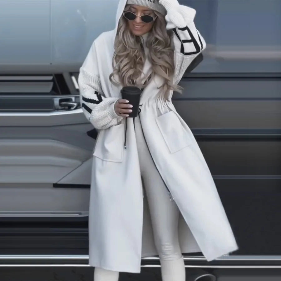 Autumu-Chaqueta Parka de invierno para mujer, abrigo largo blanco con capucha, abrigos gruesos y cálidos, ropa informal elegante a la moda para mujer